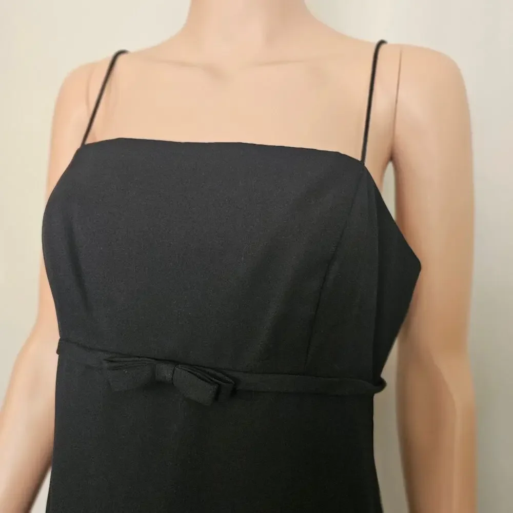 Priscilla of Boston Black Spaghetti Straps Bow Detail Formal Dress Homecomig VTG - Picture 4 of 8